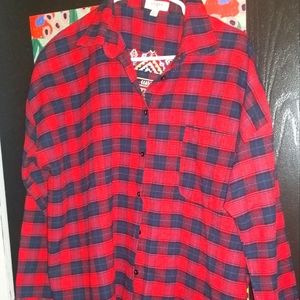 Plaid, embroidered back shirt by Umgee. Women's Large